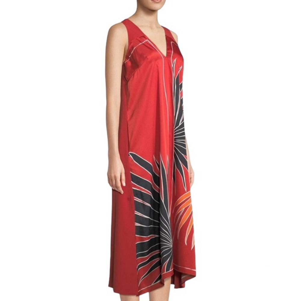 Rachel Roy July Dress Lava Combo Red Cross back maxi slits pockets sz XS NEW TAG